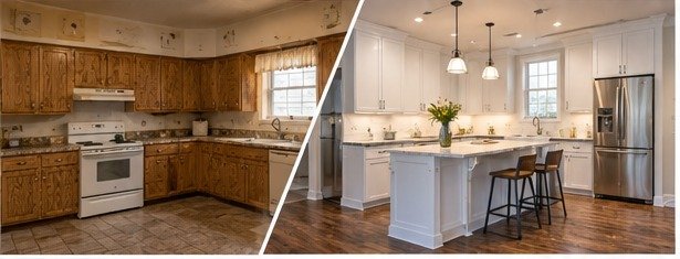 Before and after remodel layout